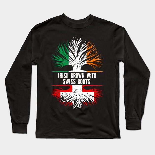 Irish Grown With Swiss Roots Ireland Flag Long Sleeve T-Shirt by silvercoin